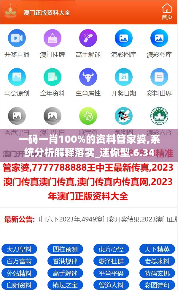 一码一肖100%的资料管家婆,系统分析解释落实_迷你型.6.34