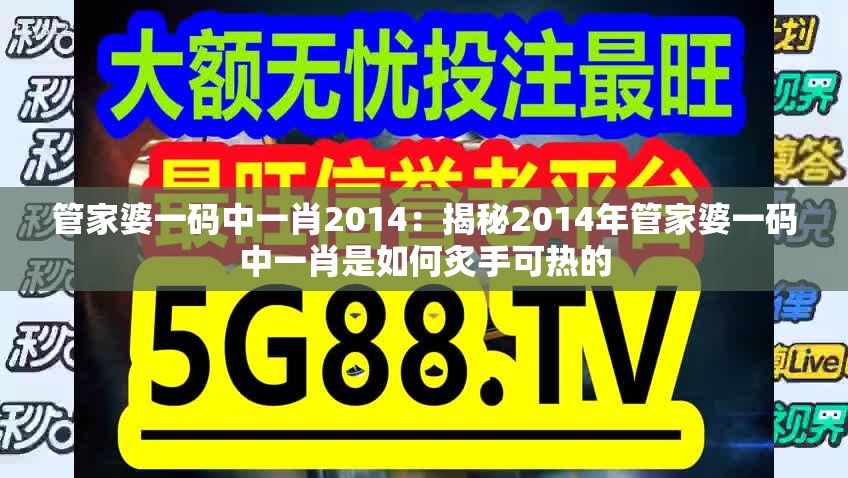 管家婆一码中一肖2014：揭秘2014年管家婆一码中一肖是如何炙手可热的